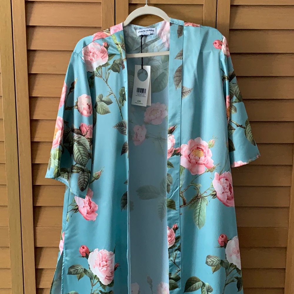 Charlie Holiday Gorgeous teal duster cardigan